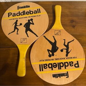 Franklin Paddleball Paddle Set in Yellow – 2-Pack Wooden Beach Paddles